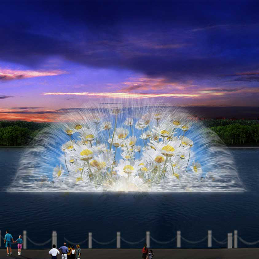 Large Water Screen Movie Projection Fountain